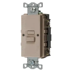 HUBBELL WIRING DEVICE-KELLEMS GFBFST20AL Gfci Receptacle Self Test Faceless, 20A 125V, 2-Pole 3-Wire Grounding, Almond | BD4AQV