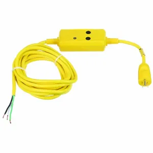 HUBBELL WIRING DEVICE-KELLEMS GFPOEMA Gfci Line Cord, Portable, Auto, 15A 120VAC, 5-15R, 15 Ft, 4- 6 Ma, Yellow | AC8VEB 3DZP5