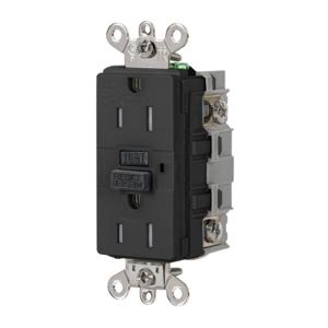 HUBBELL WIRING DEVICE-KELLEMS GFR5262SGBK Gfci Duplex 15a 125v Black | AF7LEM 21VK82