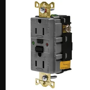 HUBBELL WIRING DEVICE-KELLEMS GFR5262SGGY Gfci Receptacle, Self Test, 15A 125V, 5-15R, Gray | AF7LEN 21VK83