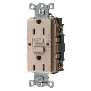 HUBBELL WIRING DEVICE-KELLEMS GFRST15AL Gfci Receptacle, 15A 125V, 2-Pole 3-Wire Grounding, 5-15R, Almond | BD3TUP