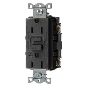 HUBBELL WIRING DEVICE-KELLEMS GFRST15BKB Gfci Receptacle, 15A 125V, 5-15R, With Alarm, Black | BD3WTK