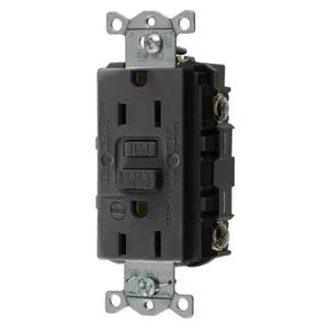 HUBBELL WIRING DEVICE-KELLEMS GFRST15BKB Gfci Receptacle, 15A 125V, 5-15R, With Alarm, Black | BD3WTK