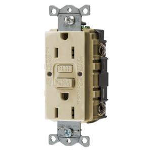 HUBBELL WIRING DEVICE-KELLEMS GFRST15IU Gfci Receptacle, 15A 125V, 2-P 3-W Grounding, 5-15R, Gray | BD4NUH