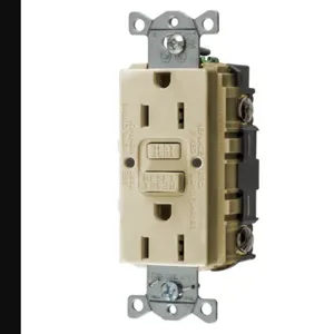 HUBBELL WIRING DEVICE-KELLEMS GFRST15I Gfci Receptacle, 15A 125V, 2-Pole 3-Wire Grounding, 5-15R, Ivory | AH8ZZC 39EA17