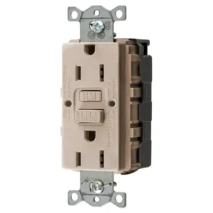 HUBBELL WIRING DEVICE-KELLEMS GFRST15SNAPALNA Gfci Receptacle, Self Test, 15A 125V, 5-15R, Almond | BD4PQY