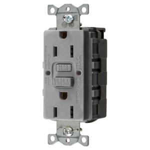 HUBBELL WIRING DEVICE-KELLEMS GFRST15SNAPGYNA Gfci Receptacle, Self Test, 15A 125V, 5-15R, Gray | BD3ZNL