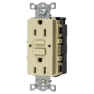 HUBBELL WIRING DEVICE-KELLEMS GFRST15SNAPI Gfci Receptacle, 15A 125V, 2-P 3-W Grounding, 5-15R, Ivory | AH9AAY 39EA61