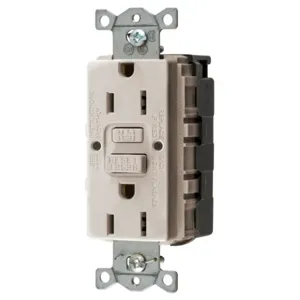 HUBBELL WIRING DEVICE-KELLEMS GFRST15SNAPLA Gfci Receptacle, 15A 125V, 2-P 3-W Grounding, 5-15R, Light Almond | BD4FGC