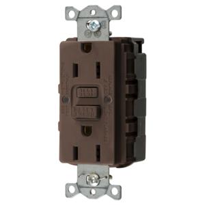 HUBBELL WIRING DEVICE-KELLEMS GFRST15SNAP Gfci Receptacle, 15A 125V, 2-P 3-W Grounding, 5-15R, Brown | AH9AAZ 39EA63