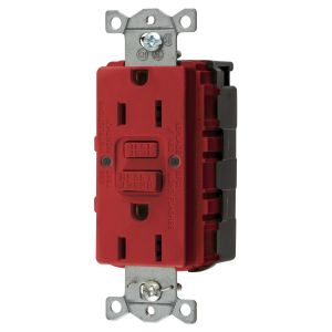 HUBBELL WIRING DEVICE-KELLEMS GFRST15SNAPRNA Gfci-Buchse, Selbsttest, 15A 125V, 5-15R, Rot | BD4JVW