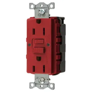 HUBBELL WIRING DEVICE-KELLEMS GFRST15SNAPRNA Gfci Receptacle, Self Test, 15A 125V, 5-15R, Red | BD4JVW