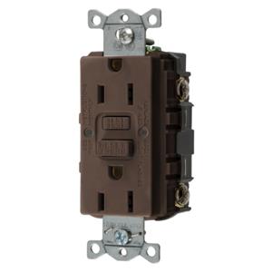 HUBBELL WIRING DEVICE-KELLEMS GFRST15U Gfci Receptacle, 15A 125V, 2-P 3-W Grounding, Brown | BD4DWQ