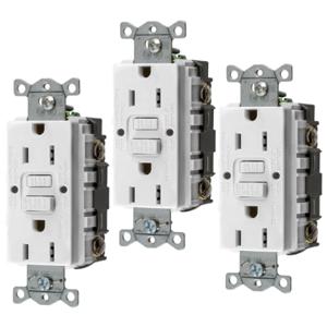 HUBBELL WIRING DEVICE-KELLEMS GFRST15W3 Gfci-Buchse, 15 A 125 V, 2-P 3-W-Erdung, weiß, 3 Pk | BD4KWR