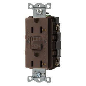 HUBBELL WIRING DEVICE-KELLEMS GFRST20U Gfci Receptacle, 20A 125V, 2-P 3-W Grounding, 5-20R, Brown | BD4CRR