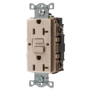 HUBBELL WIRING DEVICE-KELLEMS GFRST20ALU Gfci Receptacle, 20A 125V, 2-P 3-W Grounding, 5-20R, Almond | BD4CRP