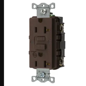 HUBBELL WIRING DEVICE-KELLEMS GFRST20B Gfci Receptacle, 20A 125V, 5-20R, With Alarm, Brown | BD3RKT