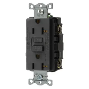 HUBBELL WIRING DEVICE-KELLEMS GFRST20BKU Gfci Receptacle, 20A 125V, 2-P 3-W Grounding, 5-20R, Black | BD4FGE