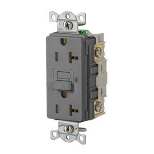 HUBBELL WIRING DEVICE-KELLEMS GFRST20GY Gfci Receptacle, 20A 125V, 2-Pole 3-Wire Grounding, 5-20R, Gray | AH8ZZH 39EA22