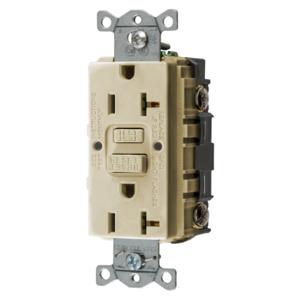 HUBBELL WIRING DEVICE-KELLEMS GFRST20IU Gfci Receptacle, 20A 125V, 2-P 3-W Grounding, 5-20R, Ivory | BC9UNF