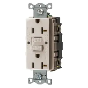 HUBBELL WIRING DEVICE-KELLEMS GFRST20LAU Gfci Receptacle, 20A 125V, 2-P 3-W Grounding, 5-20R, Light Almond | BD4NUL