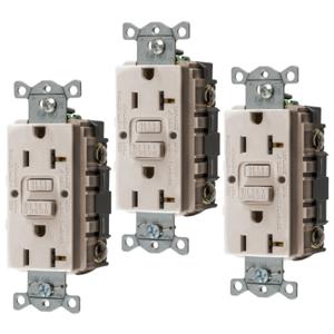 HUBBELL WIRING DEVICE-KELLEMS GFRST20LA3 Gfci-Buchse, 20 A 125 V, 2-P 3-W Erdung, 5-20R, helle Mandel, 3 Stück | BD4BPY