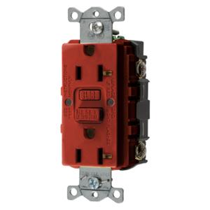 HUBBELL WIRING DEVICE-KELLEMS GFRST20RU Gfci Receptacle, Self Test, 20A 125V, 5-20R, Red | BD4KWT