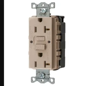 HUBBELL WIRING DEVICE-KELLEMS GFRST20SNAPAL Gfci Receptacle, 20A 125V, 2-Pole 3-Wire Grounding, 5-20R, Almond | BD3YPD