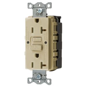 HUBBELL WIRING DEVICE-KELLEMS GFRST20SNAPINA Gfci-Buchse, Selbsttest, 20 A 125 V, 5-20 R, Elfenbein | BD3YPE