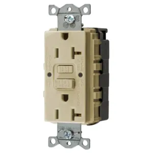 HUBBELL WIRING DEVICE-KELLEMS GFRST20SNAPINA Gfci Receptacle, Self Test, 20A 125V, 5-20R, Ivory | BD3YPE