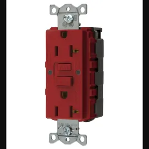 HUBBELL WIRING DEVICE-KELLEMS GFRST20SNAPR GFCI Receptacle, Industrial, Decorator Duplex, Flush Mount, 20A, Red | BD4FGG 45UD74