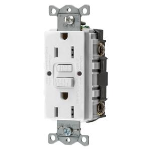 HUBBELL WIRING DEVICE-KELLEMS GFRST15WU Gfci Receptacle, 15A 125V, 2-P 3-W Grounding, White | BD3VAB