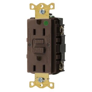 HUBBELL WIRING DEVICE-KELLEMS GFRST82 Gfci Receptacle, 15A 125V, 2-P 3-W Grounding, 5-15R, Brown | AH8ZZY 39EA36