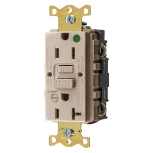 HUBBELL WIRING DEVICE-KELLEMS GFRST82ALB Gfci Receptacle, 15A 125V, 5-15R, With Alarm, Almond | BD4NUM