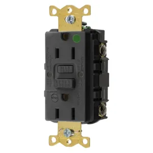 HUBBELL WIRING DEVICE-KELLEMS GFRST82BKB Gfci Receptacle, 15A 125V, 5-15R, With Alarm, Almond | BD4MQR