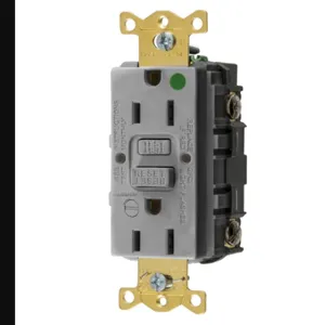 HUBBELL WIRING DEVICE-KELLEMS GFRST82GYB Gfci Receptacle, 15A 125V, 5-15R, With Alarm, Almond | BD3ZNR