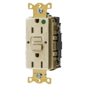 HUBBELL WIRING DEVICE-KELLEMS GFRST82IU Gfci Receptacle, 15A 125V, 2-P 3-W Grounding, 5-15R, Ivory | BD3ZNU