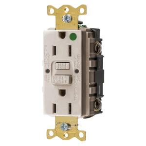 HUBBELL WIRING DEVICE-KELLEMS GFRST82LA Gfci Receptacle, 15A 125V, 2-P 3-W Grounding, 5-15R, Light Almond | BD4NUN