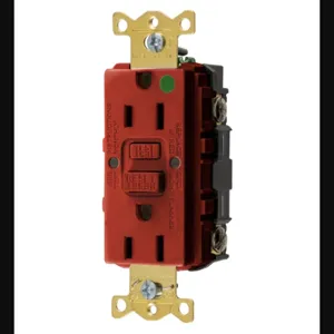 HUBBELL WIRING DEVICE-KELLEMS GFRST82R Gfci Receptacle, 15A 125V, 2-P 3-W Grounding, 5-15R, Red | AH8ZZZ 39EA37