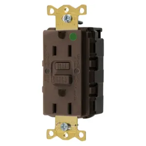 HUBBELL WIRING DEVICE-KELLEMS GFRST82SNAP Gfci Receptacle, 15A 125V, 2-Pole 3- Wire Grounding, 5-15R, Brown | BD4CRW