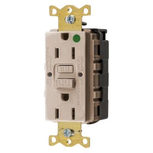 HUBBELL WIRING DEVICE-KELLEMS GFRST82SNAPAL Gfci Receptacle, 15A 125V, 2-Pole 3- Wire Grounding, 5-15R, Almond | BD4DWX