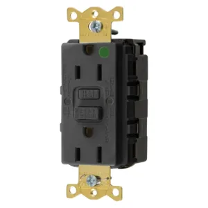 HUBBELL WIRING DEVICE-KELLEMS GFRST82SNAPBK Gfci Receptacle, 15A 125V, 2-Pole 3- Wire Grounding, 5-15R, Black | BD3TUT