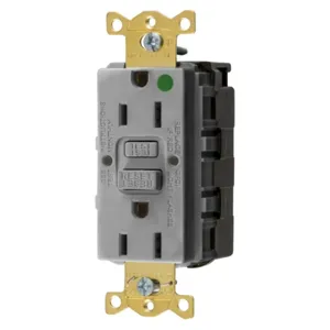 HUBBELL WIRING DEVICE-KELLEMS GFRST82SNAPGY Gfci Receptacle, 15A 125V, 2-Pole 3- Wire Grounding, 5-15R, Gray | BD4BQC