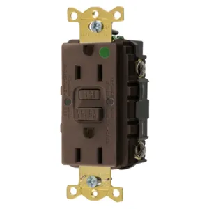 HUBBELL WIRING DEVICE-KELLEMS GFRST82 Gfci Receptacle, 15A 125V, 2-P 3-W Grounding, 5-15R, Brown | AH8ZZY 39EA36