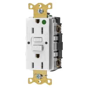 HUBBELL WIRING DEVICE-KELLEMS GFRST82WU Gfci Receptacle, 15A 125V, 2-P 3-W Grounding, 5-15R, White | BD3UJU