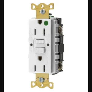 HUBBELL WIRING DEVICE-KELLEMS GFRST82W Gfci Receptacle, 15A 125V, 2-P 3-W Grounding, 5-15R, White | AH9AAA 39EA38