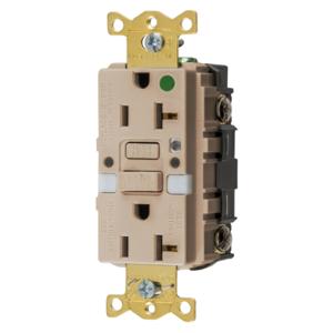 HUBBELL WIRING DEVICE-KELLEMS GFRST83ALNL Gfci-Steckdose, 20 A 125 V, 2-P 3-W Erdung, 5-20R, Mandel, Nachtlicht | BD4DWY