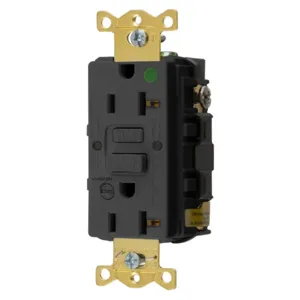 HUBBELL WIRING DEVICE-KELLEMS GFRST83BKB Gfci Receptacle, 20A 125V, 5-20R, With Alarm, Almond | BD3UJW