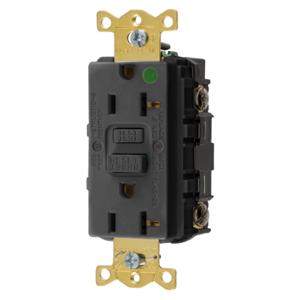 HUBBELL WIRING DEVICE-KELLEMS GFRST83BKU Gfci Receptacle, 20A 125V, 2-P 3-W Grounding, 5-20R, Black | BD4HTC