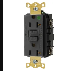 HUBBELL WIRING DEVICE-KELLEMS GFRST83BK Gfci Receptacle, 20A 125V, 2-P 3-W Grounding, 5-20R, Black | AH9AAB 39EA39